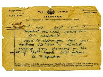 Spotted Cow Hotel in Haltwhistle WWII Telegram